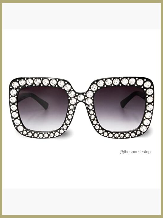 Extra Large Square Sparkly Crystal Sunglasses Bling Rhinestone Concert Shades main image 7